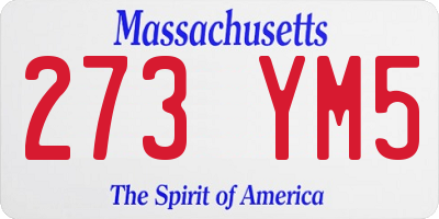 MA license plate 273YM5