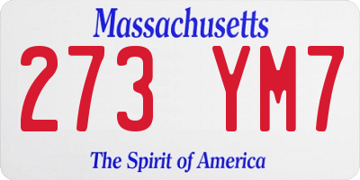 MA license plate 273YM7