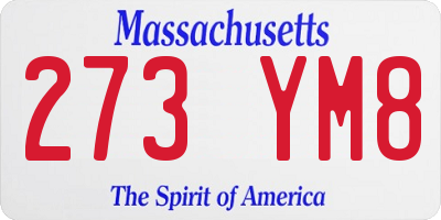 MA license plate 273YM8
