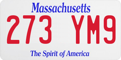 MA license plate 273YM9
