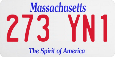 MA license plate 273YN1