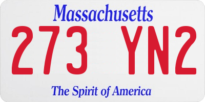 MA license plate 273YN2