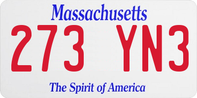 MA license plate 273YN3