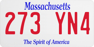 MA license plate 273YN4