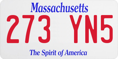 MA license plate 273YN5
