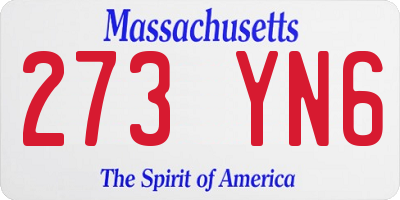MA license plate 273YN6