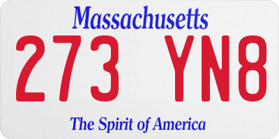 MA license plate 273YN8