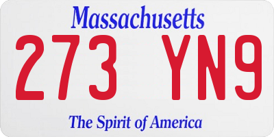 MA license plate 273YN9