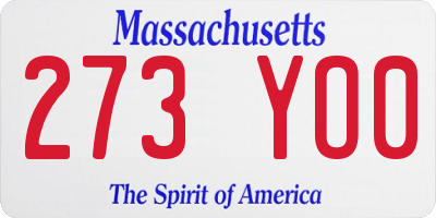 MA license plate 273YO0