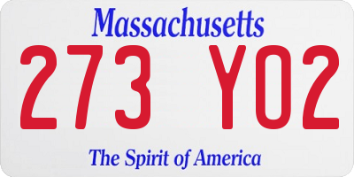 MA license plate 273YO2