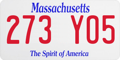 MA license plate 273YO5