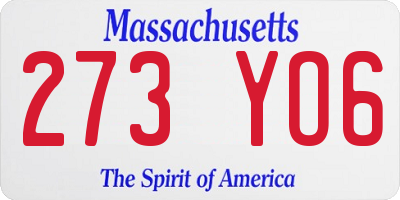 MA license plate 273YO6
