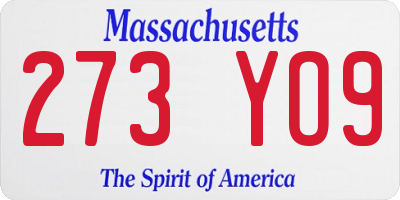 MA license plate 273YO9