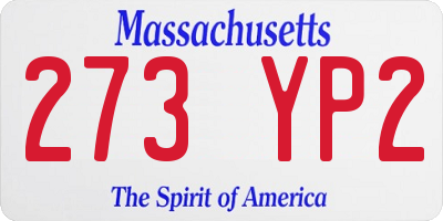 MA license plate 273YP2
