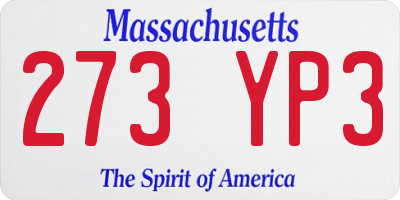 MA license plate 273YP3