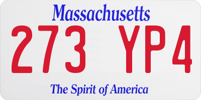 MA license plate 273YP4