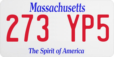 MA license plate 273YP5