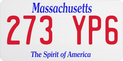 MA license plate 273YP6