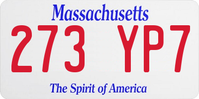 MA license plate 273YP7