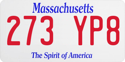 MA license plate 273YP8