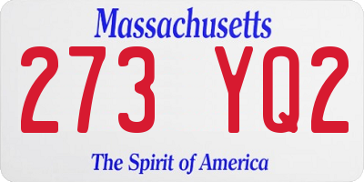 MA license plate 273YQ2