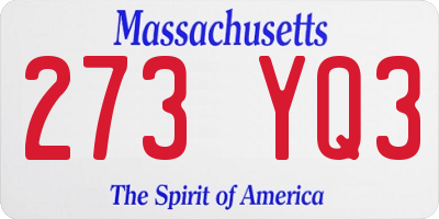 MA license plate 273YQ3