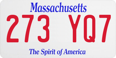 MA license plate 273YQ7