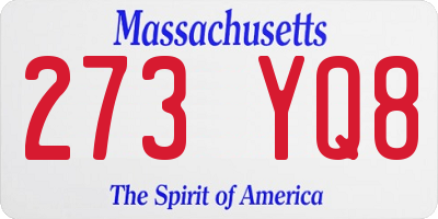 MA license plate 273YQ8