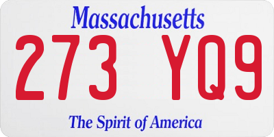 MA license plate 273YQ9