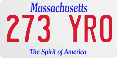 MA license plate 273YR0