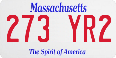 MA license plate 273YR2