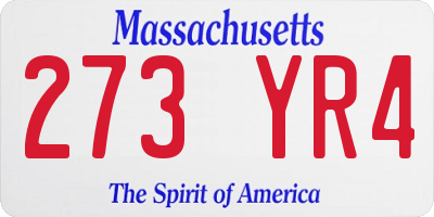 MA license plate 273YR4