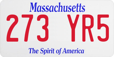 MA license plate 273YR5