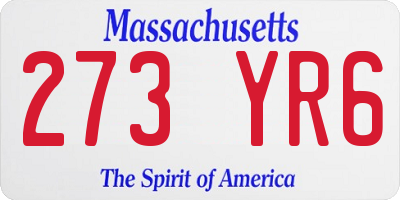 MA license plate 273YR6