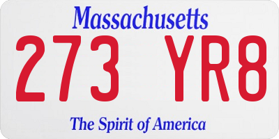 MA license plate 273YR8