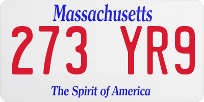 MA license plate 273YR9