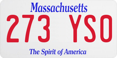 MA license plate 273YS0