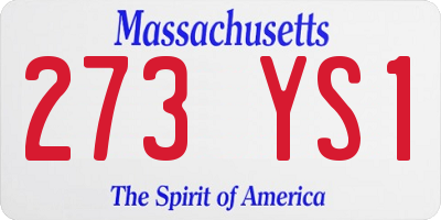 MA license plate 273YS1