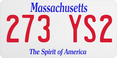 MA license plate 273YS2