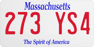 MA license plate 273YS4
