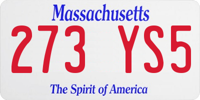MA license plate 273YS5