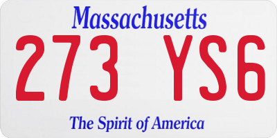 MA license plate 273YS6