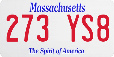 MA license plate 273YS8