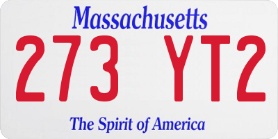 MA license plate 273YT2