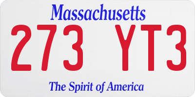 MA license plate 273YT3