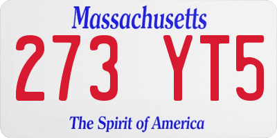MA license plate 273YT5