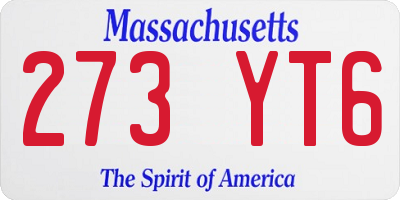 MA license plate 273YT6
