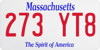 MA license plate 273YT8