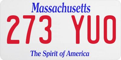 MA license plate 273YU0