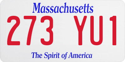 MA license plate 273YU1